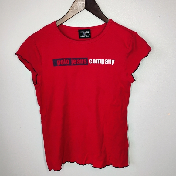 Vintage Polo Jeans Company Baby Tee Womens Medium Red Y2K Streetwear Cotton - Picture 1 of 8